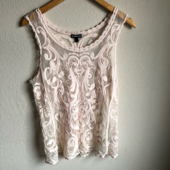 Light pink Express Lace Tank Top - Picture 1 of 3